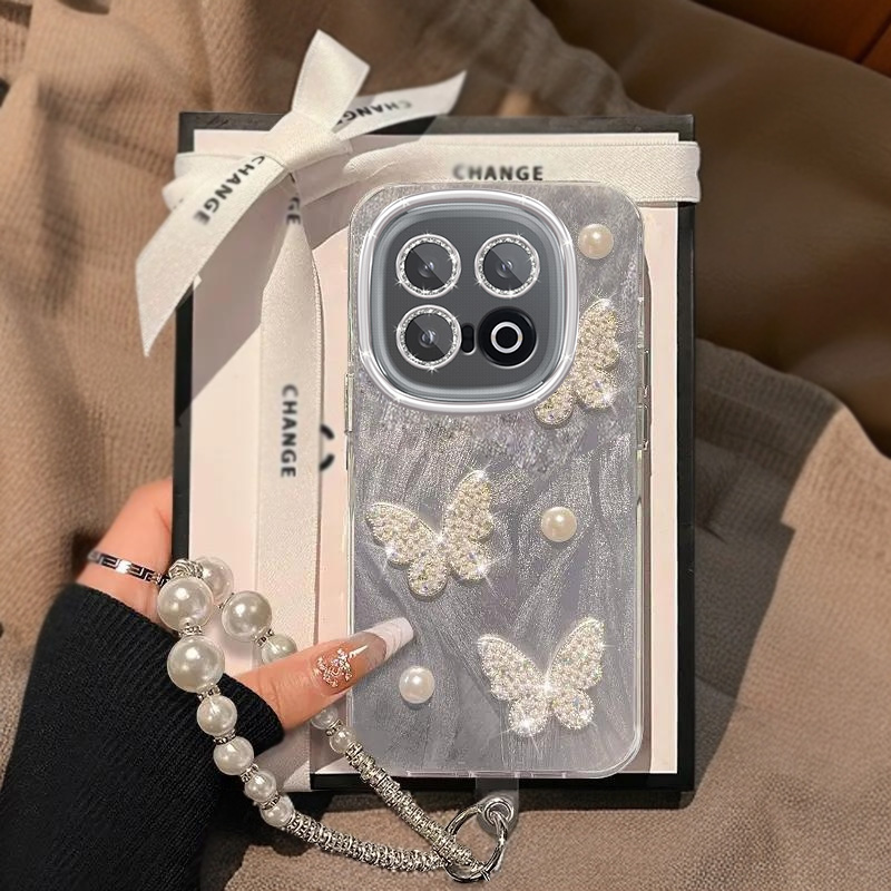 带镜头膜iQOOZ10Turbo+手机壳立体珍珠蝴蝶全包防摔软壳羽纱高级