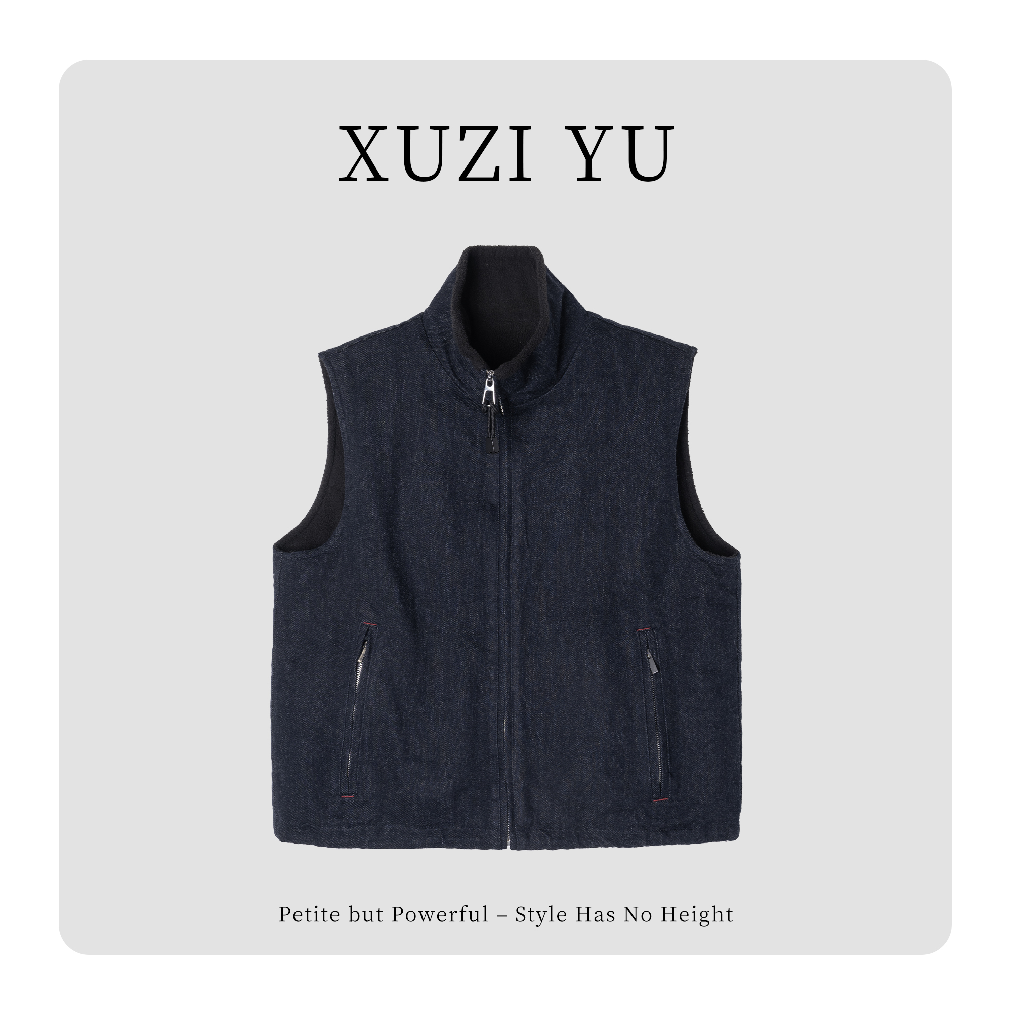 XUZI YU.小个子定制冬牛仔宽松立领百搭休闲马甲女7712-MJ258115