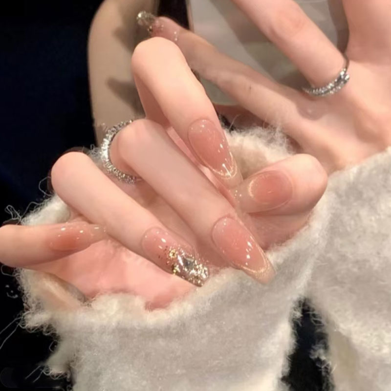 【秋日思语】渐变猫眼中长款穿戴甲高奢设计美甲2025爆款高级感美甲