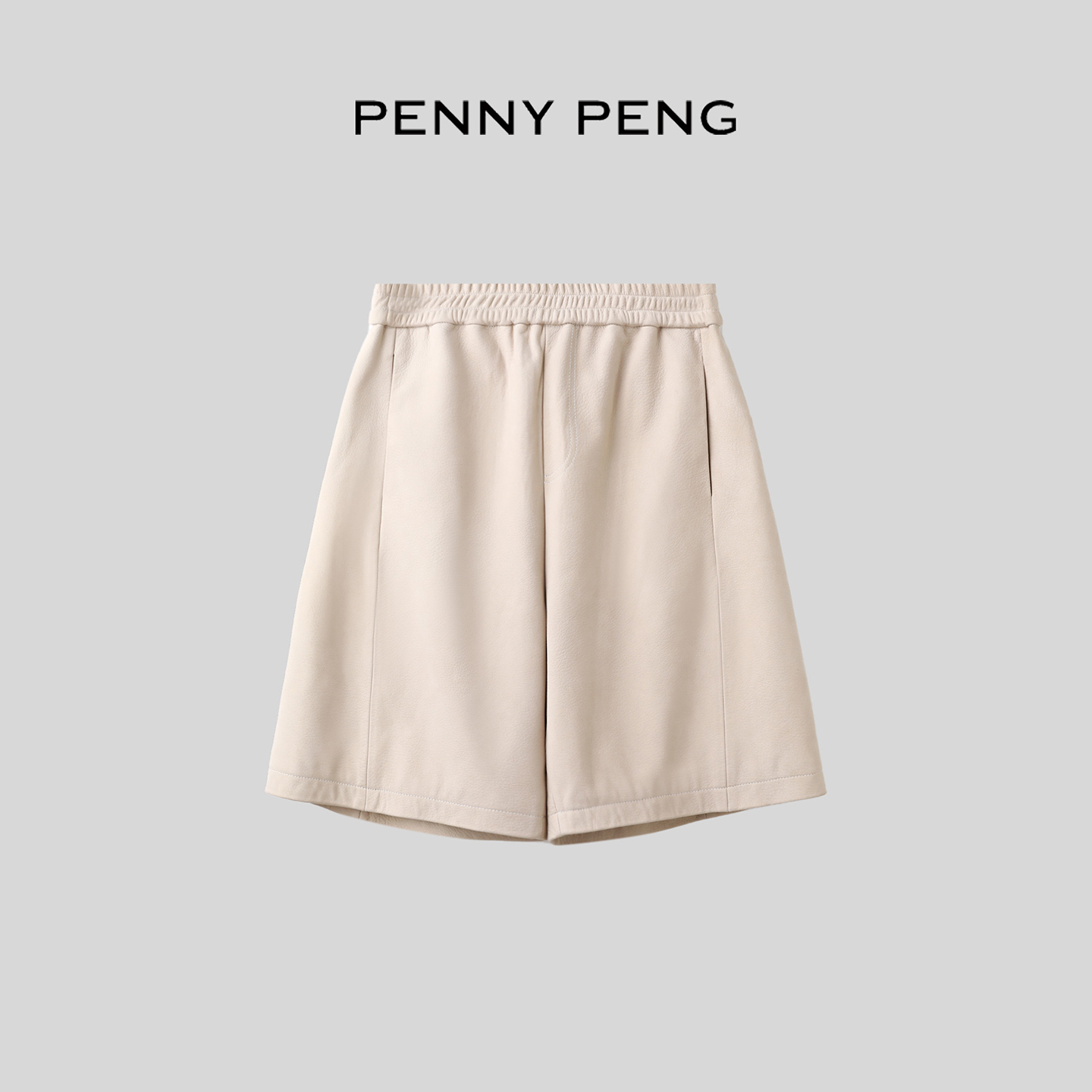 PENNYPENG 慵懒画廊 黑标系列秋冬新款亲肤柔软绵羊皮松紧腰中裤