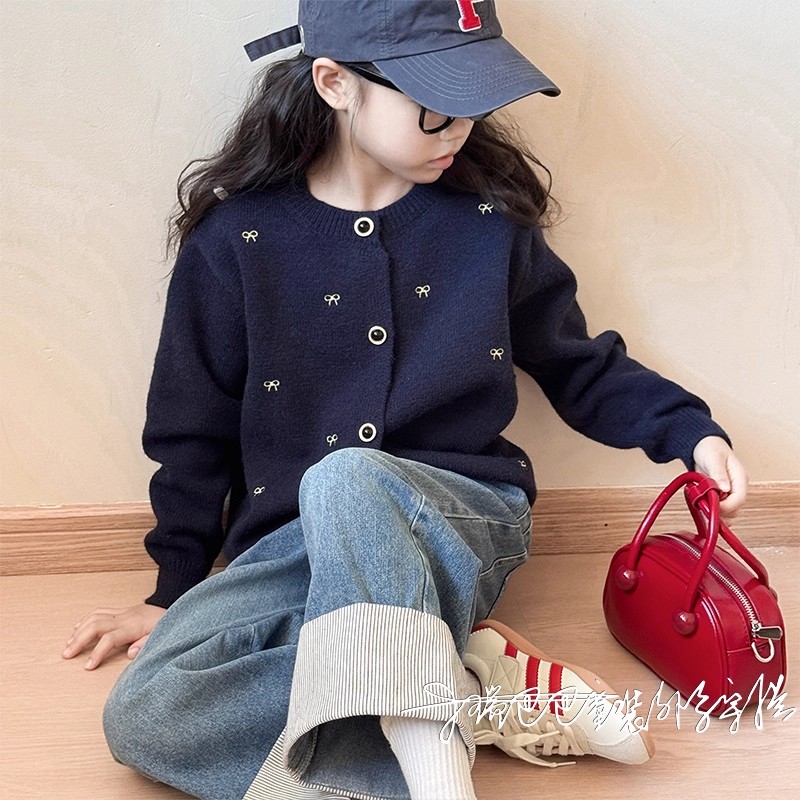 韩版女童针织开衫2025新款小女孩秋季超好看洋气毛衣儿童时髦上衣