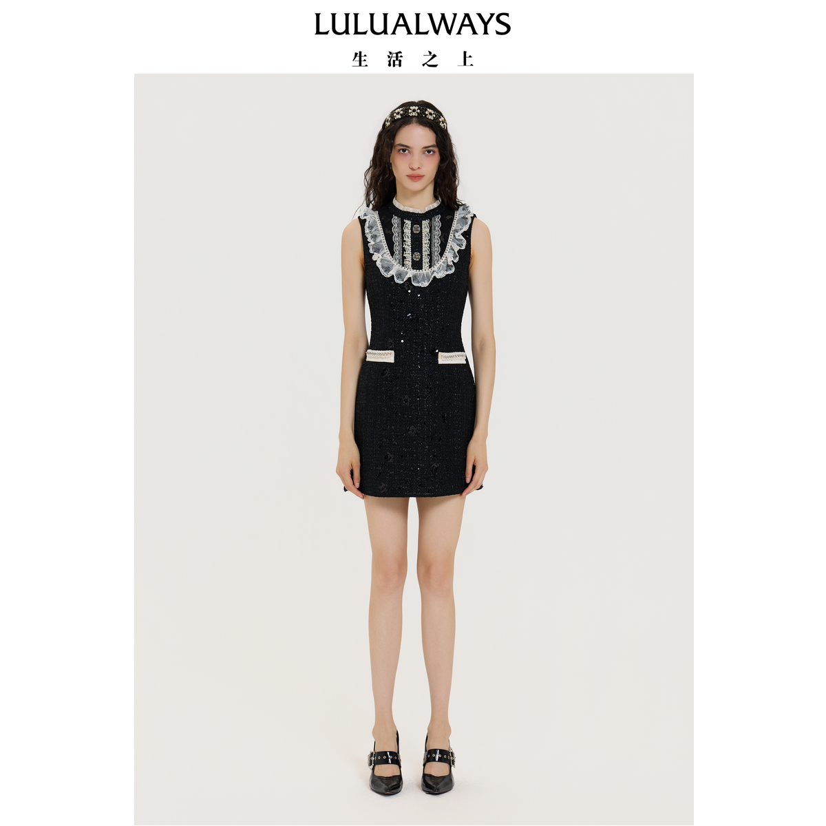 LULUALWAYS【商场同款】25秋季新款时尚名媛千金小香风无袖连衣裙