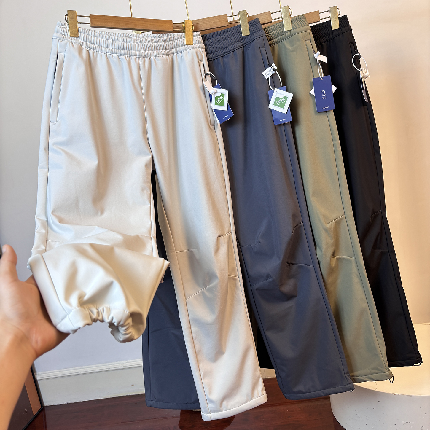 三防科技 户外男士冬季防风防泼水加绒加厚保暖冲锋裤直筒休闲裤