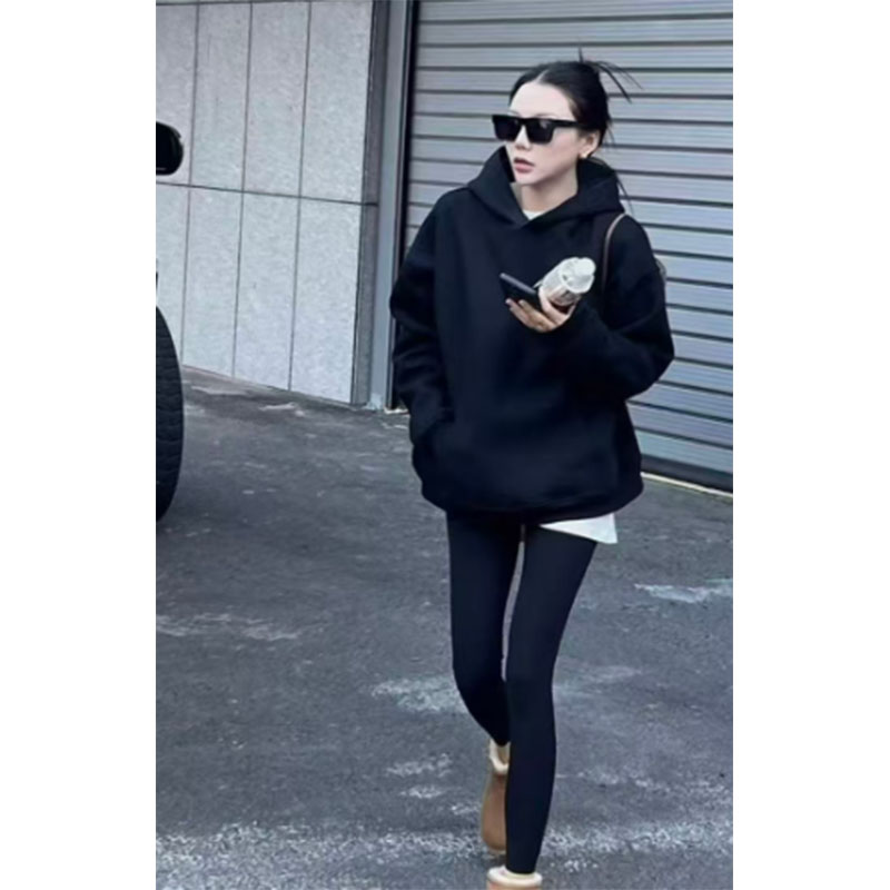 韩系秋冬季新款修身显瘦百搭时尚宽松卫衣休闲简约百搭直筒鲨鱼裤
