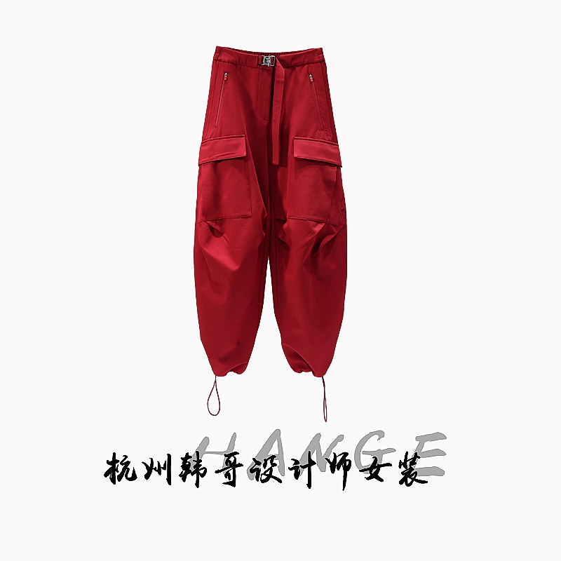 【韩哥欧货女装】冬季加绒加厚《0°C寒冬系列》胭脂红工装裤260112