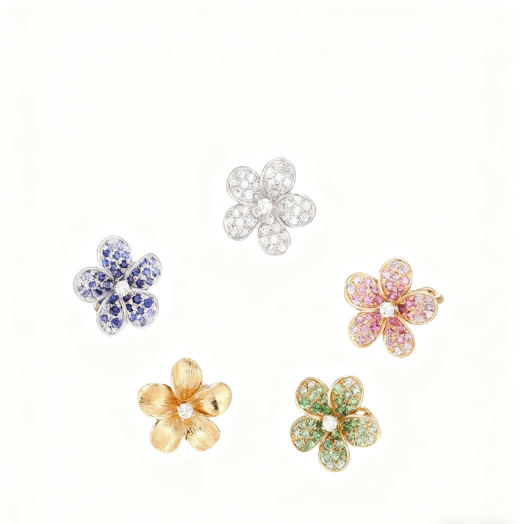 diy小米珠隔珠专用扣头配件18K色万用能彩色小花吊坠扣头百搭精致