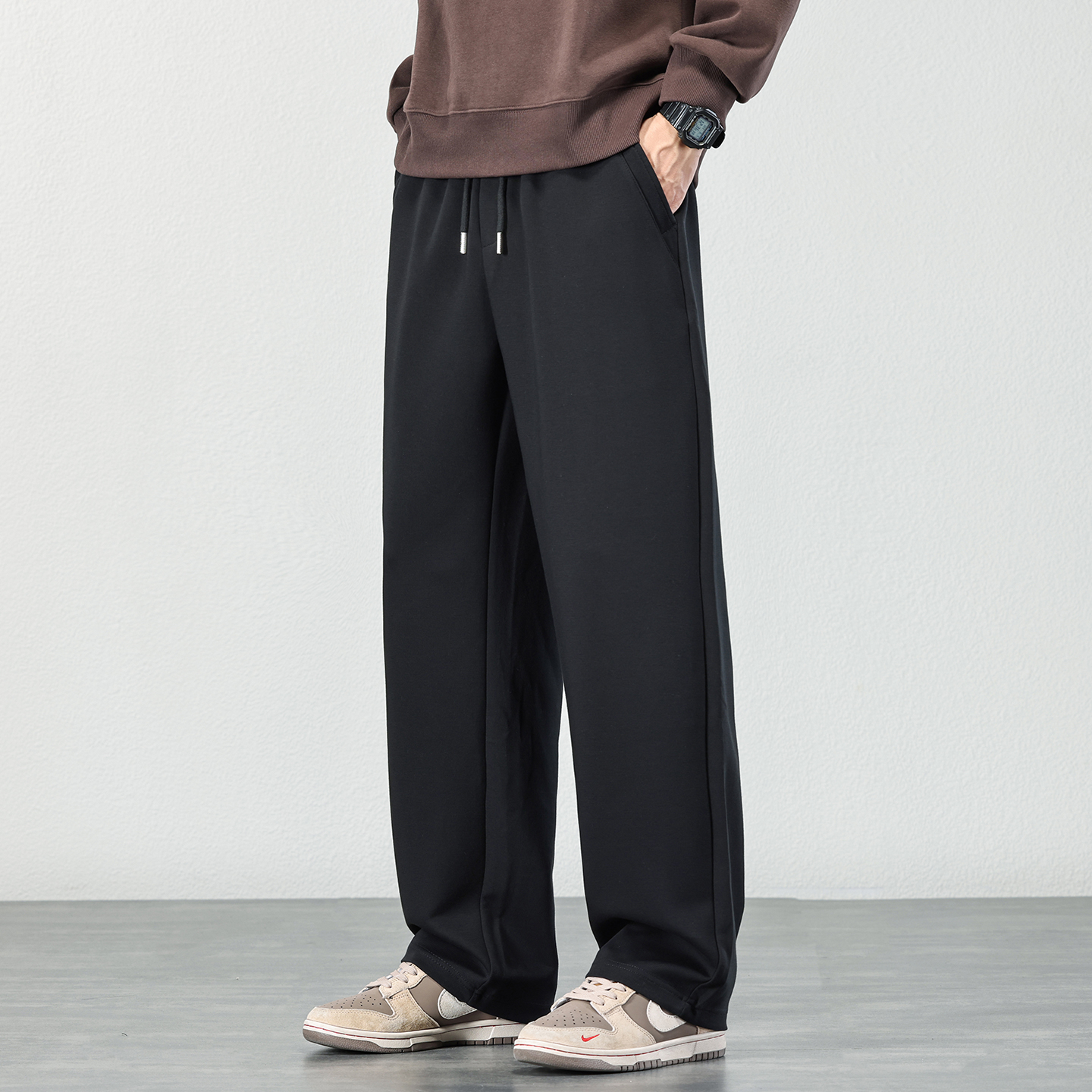 2025秋冬运动卫裤男士直筒百搭长裤宽松弹力阔腿潮流休闲裤子男款