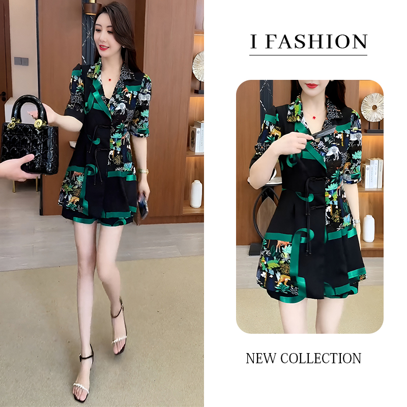 中国风时尚套装女2026夏季新款小个子气质减龄短袖外套短裤两件套