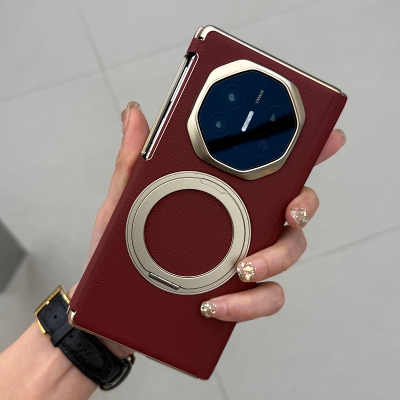 适用华为MateXT手机壳三折叠屏XTS新款真皮保护套双中轴旋转支架