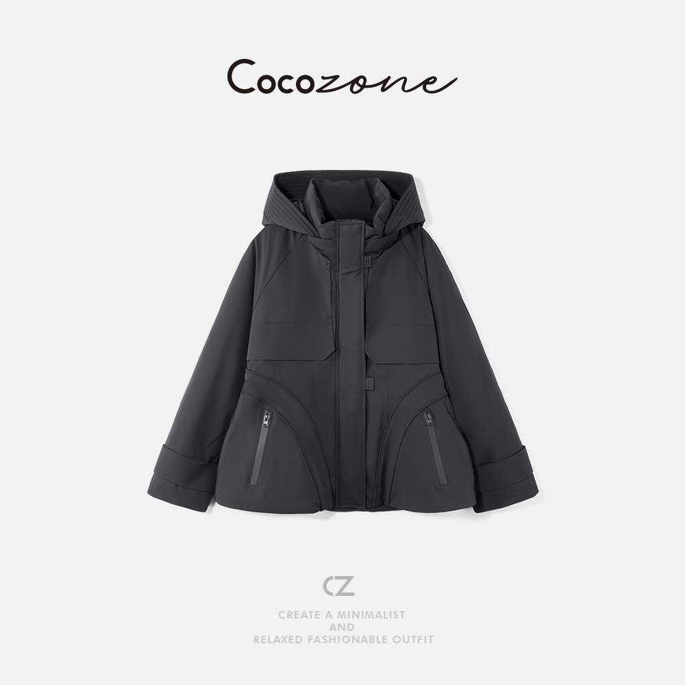 COCO ZONE 刘一一 “小蛮腰”90鹅绒连帽多口袋鹅绒服 CD2A2891