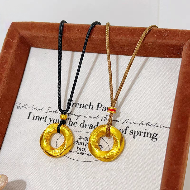 扭转乾坤吊坠八方来财安扣仿真黄金项链麻将戒指挂坠如意绳