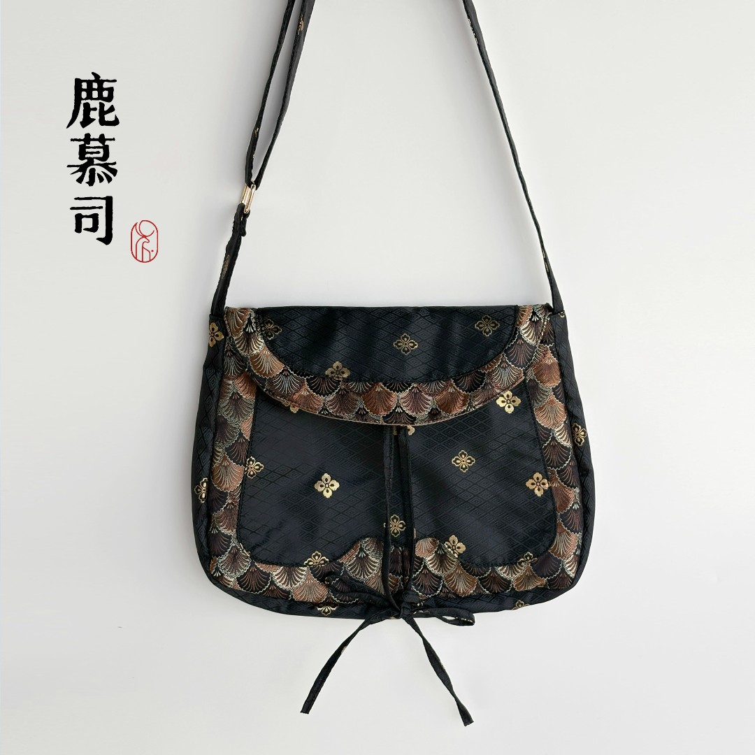 原创汉服货郎包拼色唐风斜挎布包可调节可装13寸电脑A4纸