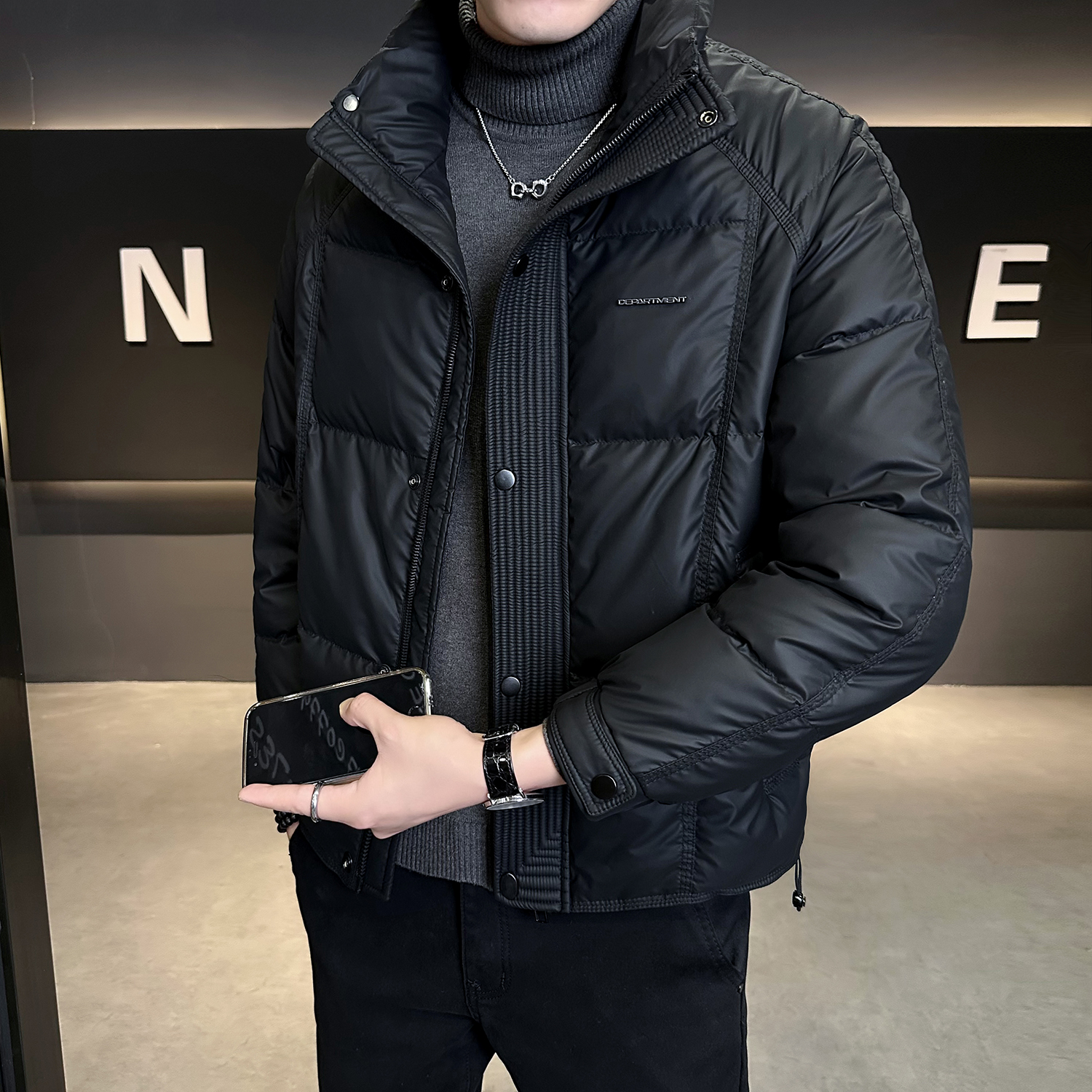 YIDUDAN羽绒服男士冬季短款新款潮牌立领轻薄加厚防寒外套男冬装