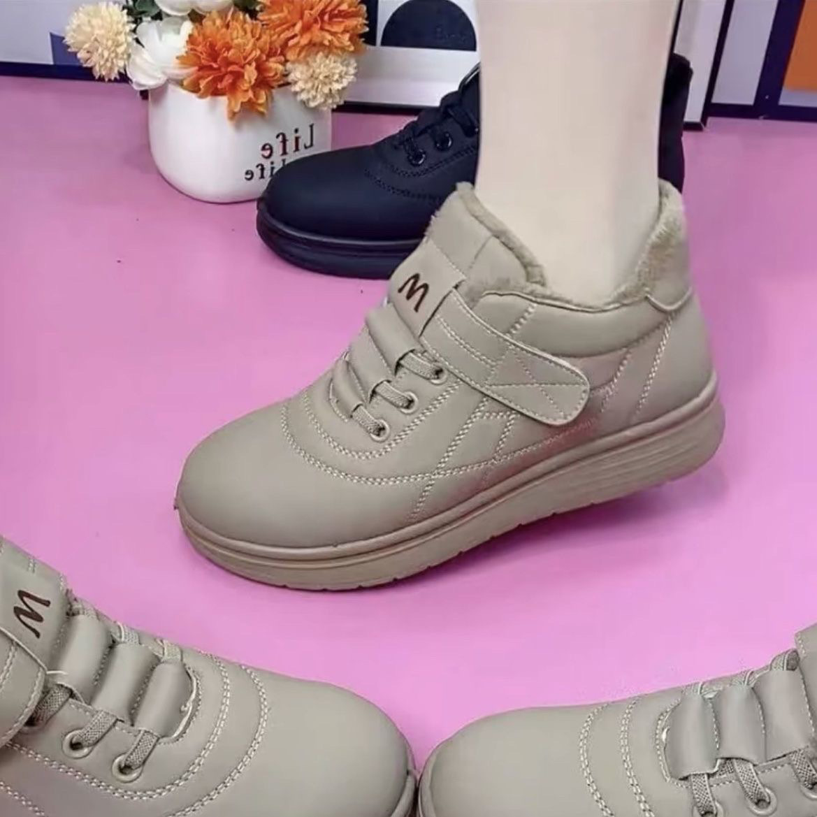 老北京布鞋2025冬季新款加绒保暖高帮棉鞋软底防滑舒适运动休闲鞋