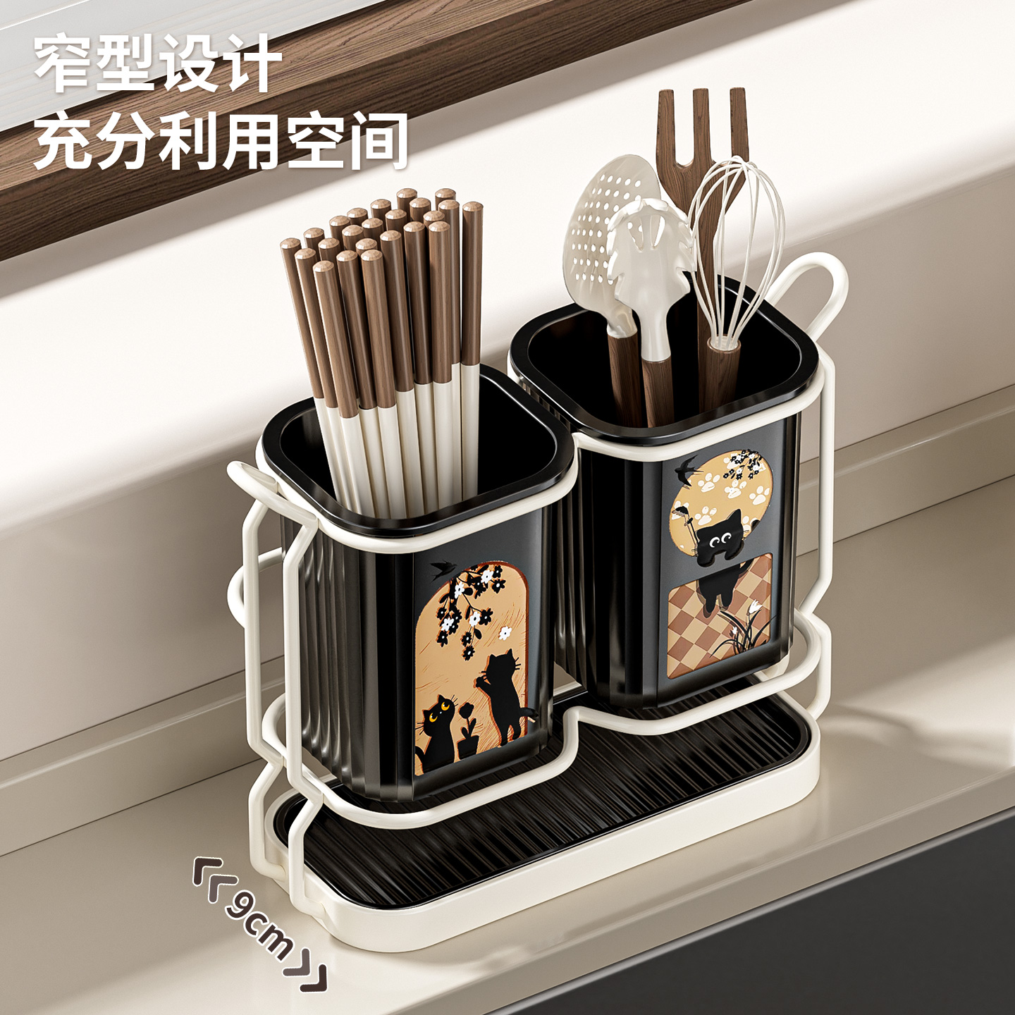 免打孔筷篓家用壁挂筷子架厨房台面沥水防霉筷子筒餐具收纳置物架