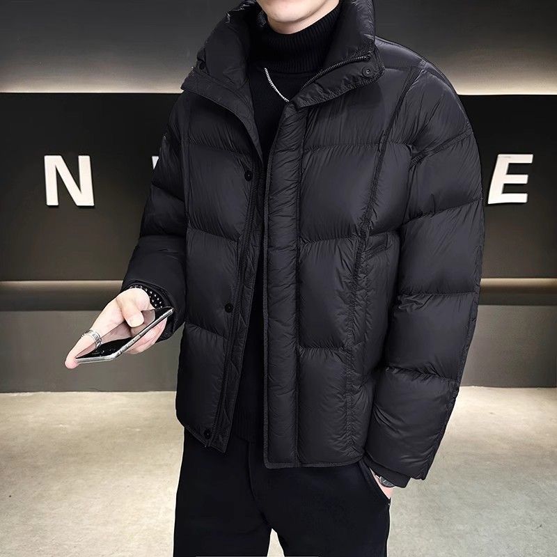 冬季立领男士新款纯色休闲时尚帅气加厚外套保暖防寒羽绒服