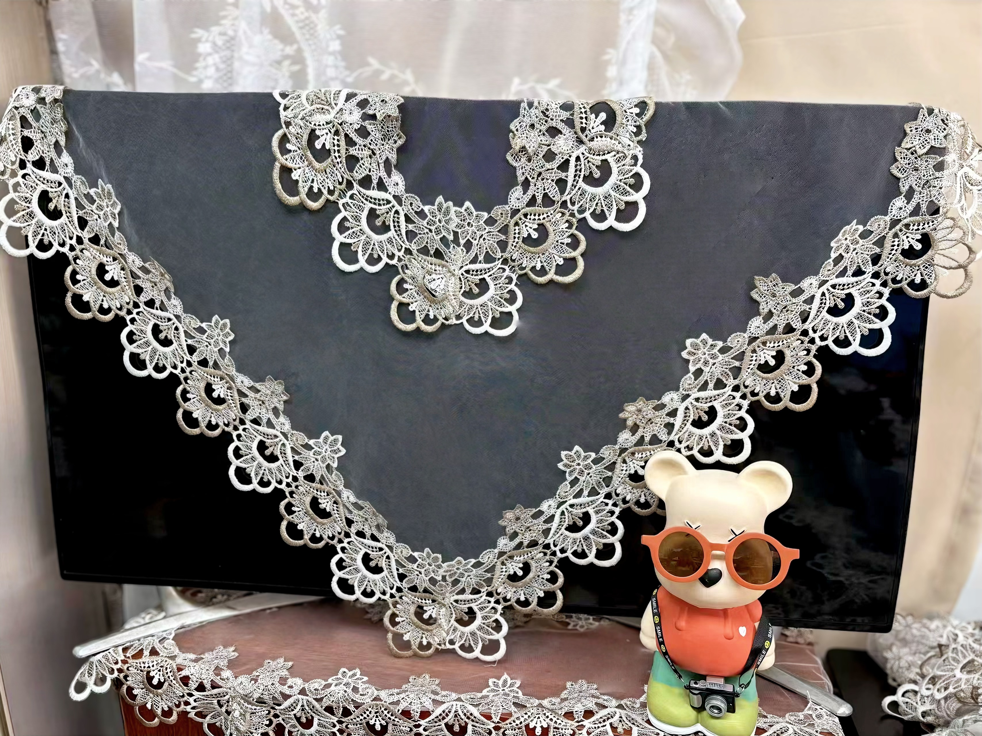 网纱120*120cm方电视遮盖布