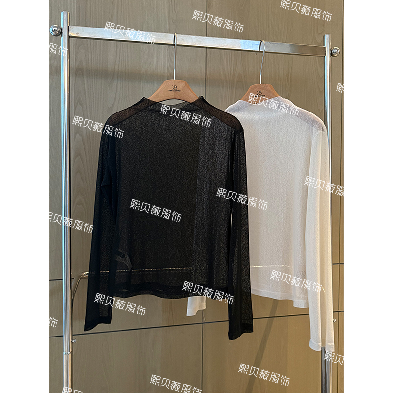 熙贝薇5 【星空网纱打底】秋季新款时髦百搭微透上衣打底T恤 G5375