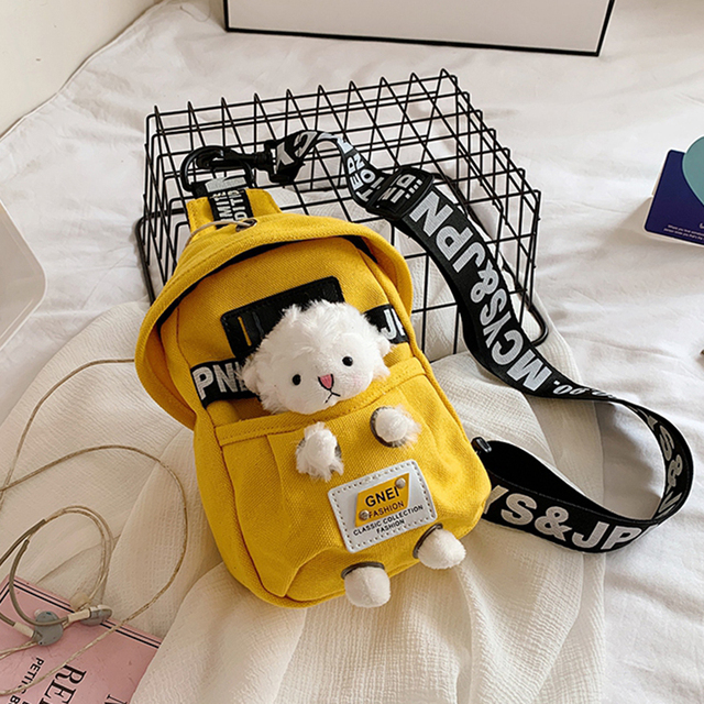 儿童斜挎包2024新款女孩可爱的帆布包包小挎包女童背包卡通布包女