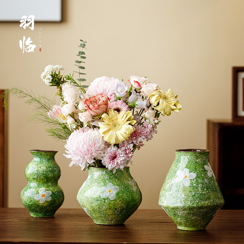 景德镇陶瓷花瓶玄关客厅电视柜装饰摆件手绘水培花器插花可养鲜花
