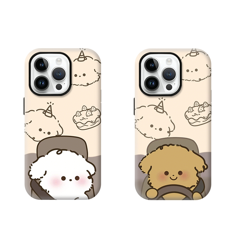 情侣小狗手机壳适用苹果16promax手机壳17pro个性15/14plus二合一