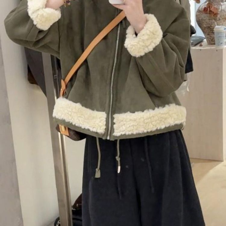 潮流时尚韩版时尚2025立领短外套女冬季加厚保暖棉服高级感双面穿