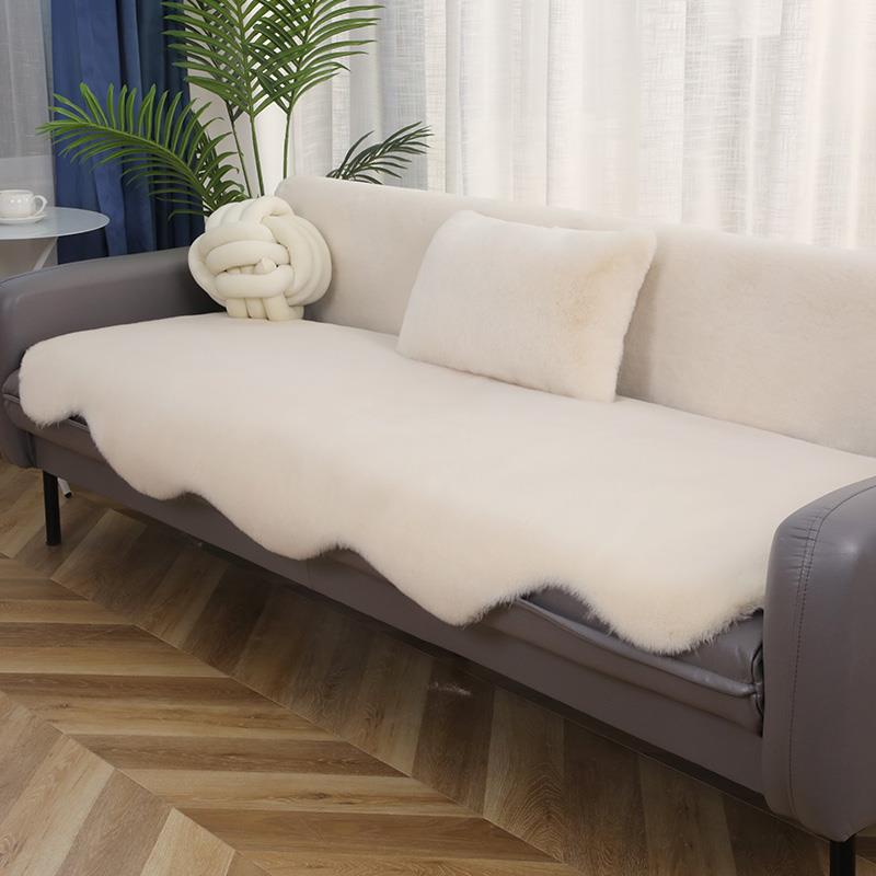 撸猫感兔毛绒沙发垫加厚轻奢真皮沙发垫子不规则冬季ins坐垫网红
