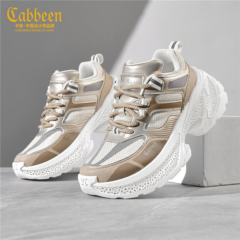 卡宾2025新款男休闲鞋减震回弹百搭潮流透气时尚网面跑步鞋