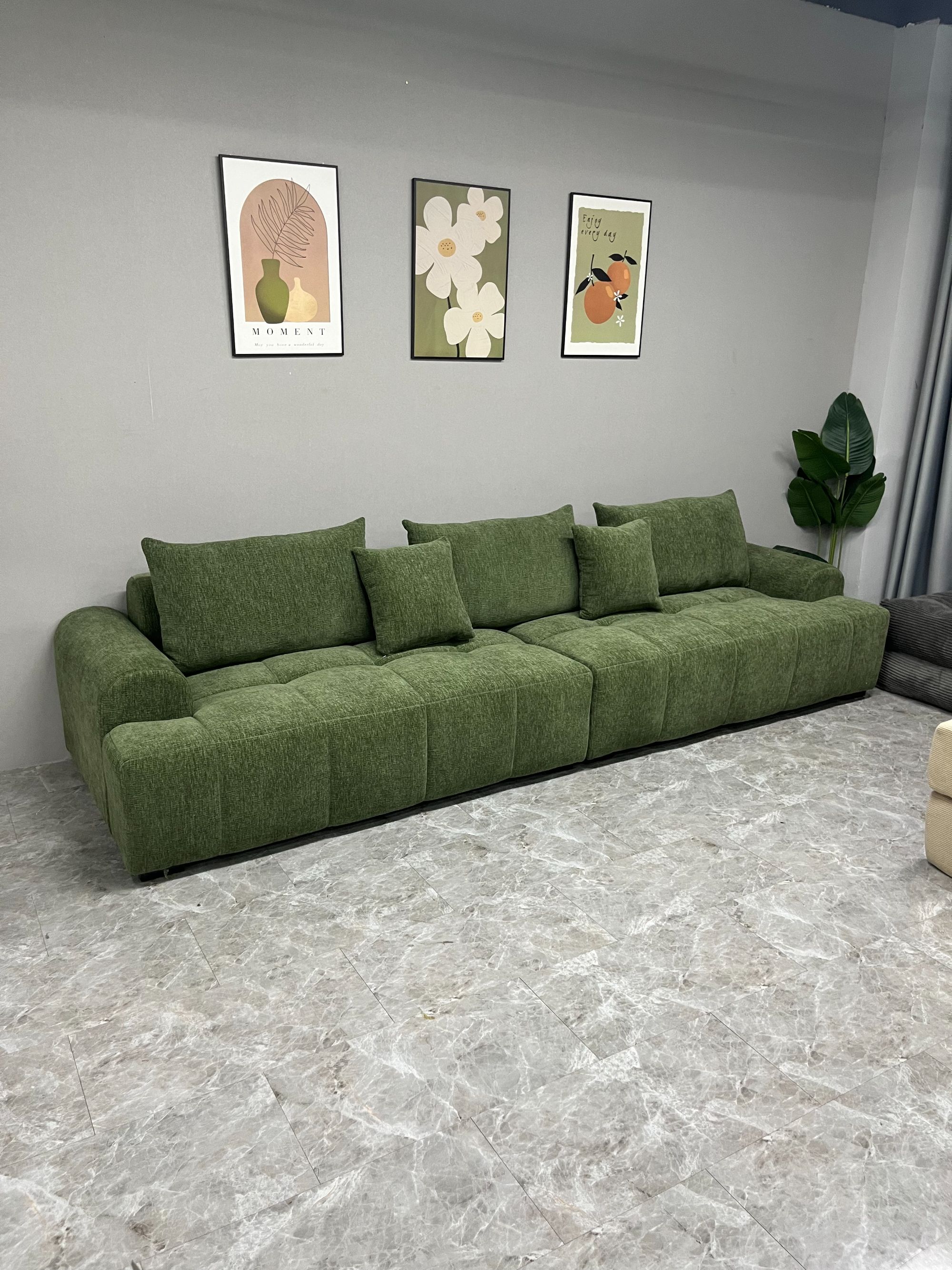 复古风家用三人位双人泡芙沙发奶油风直排沙发客厅小户型网红沙发