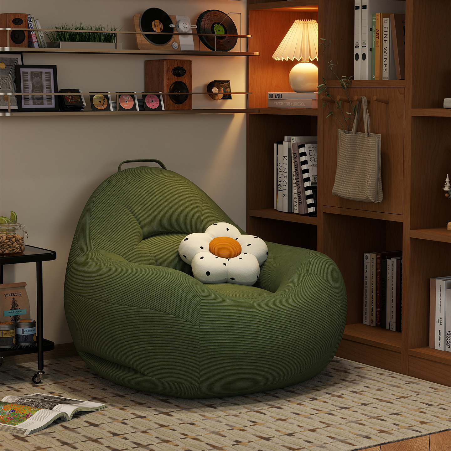 懒人沙发单人可睡可躺新款卧室阳台豆袋休闲复古房间榻榻米小沙发