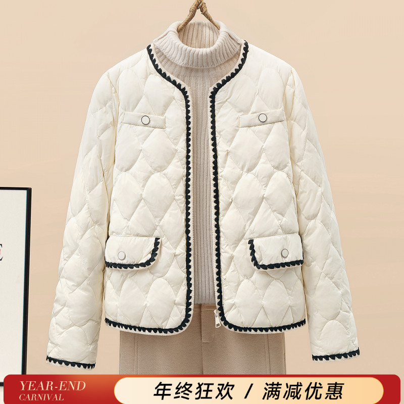 丝柏舍2025冬装新款女装宽松撞色90绒小香风羽绒服S53R2414Y