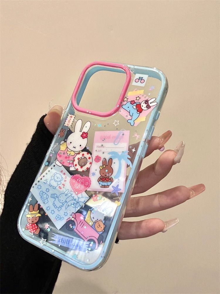清透米菲兔适用苹果16promax手机壳iPhone15少女撞色壳13创意新款