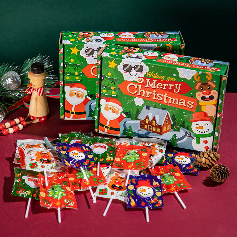 圣诞节糖果棒棒糖礼盒装圣诞老人平安夜礼物圣诞树棒棒糖礼盒