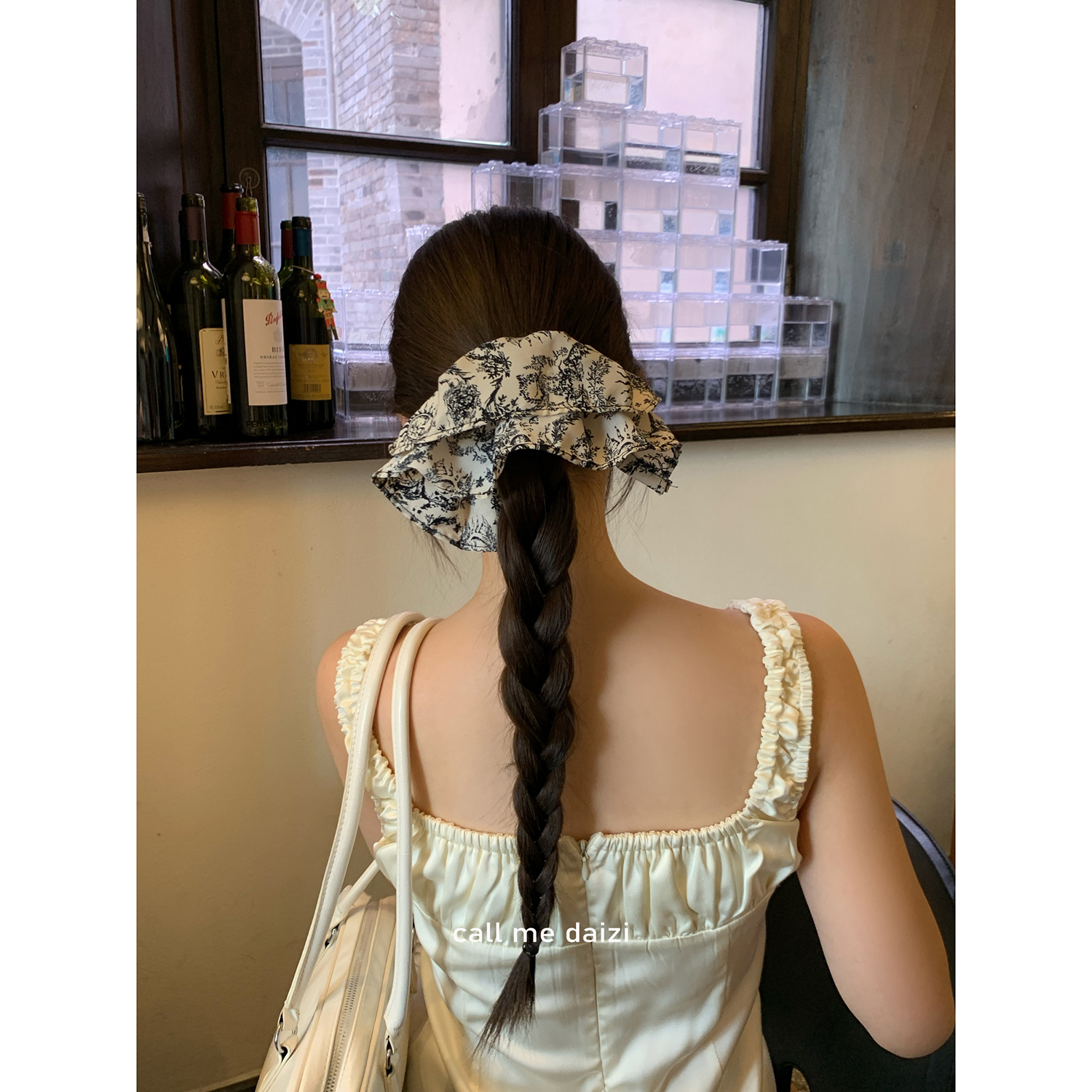 韩国气质碎花裙摆大肠发圈女2025新款低马尾网红气质皮筋头绳