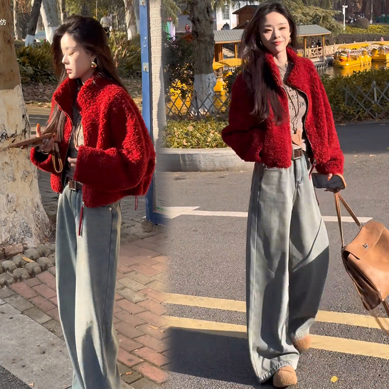 今年流行爆款羊羔毛外套女2025冬季新款时髦洋气百搭皮毛一体上衣