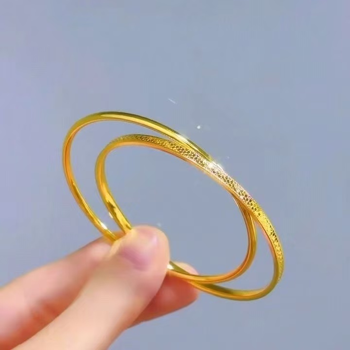 足银手镯 爆款足银轻奢小众高级感双环鱼龙鳞足银爆闪双圈手镯