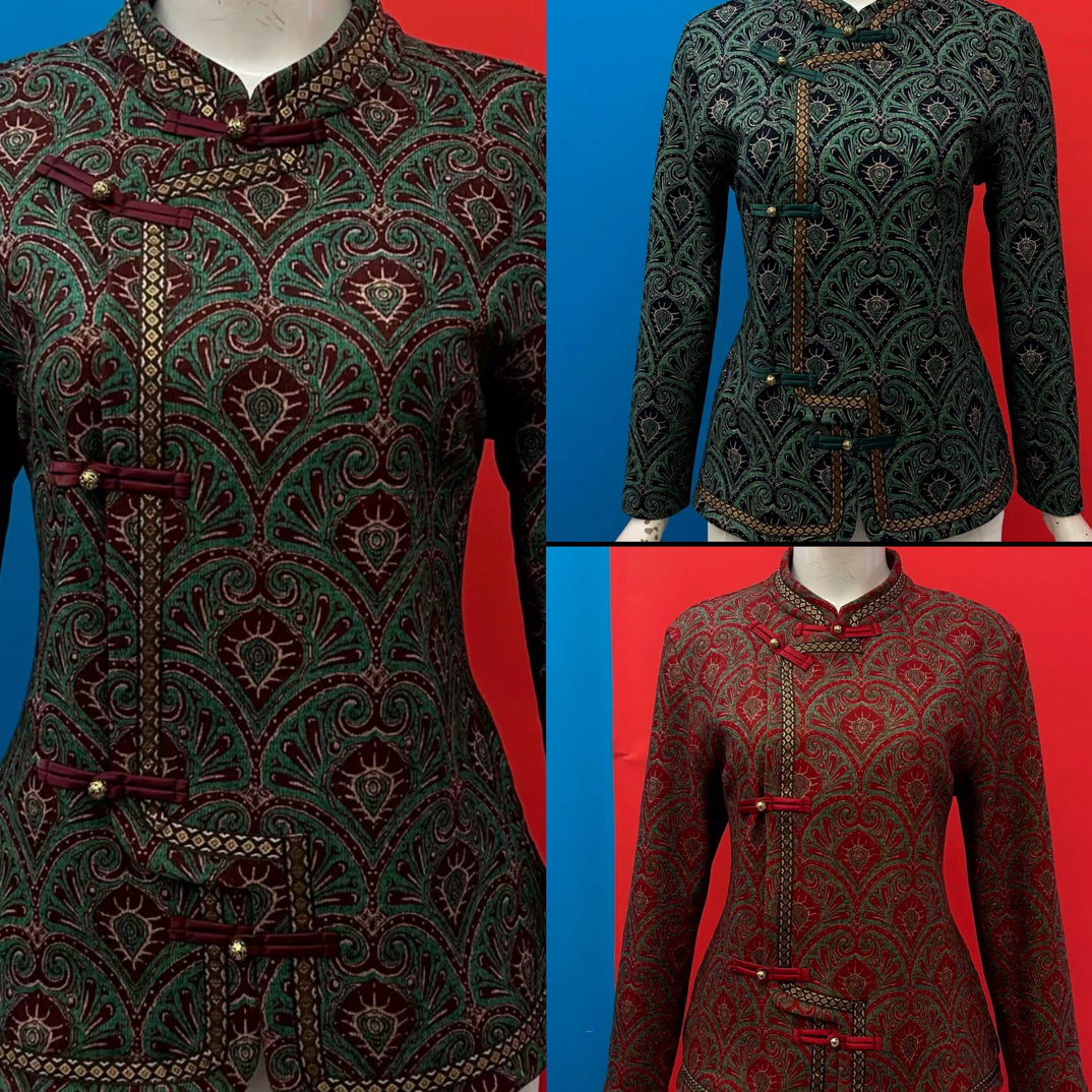 冬季中老年妈妈装立领盘扣德绒保暖宽松改良旗袍上衣