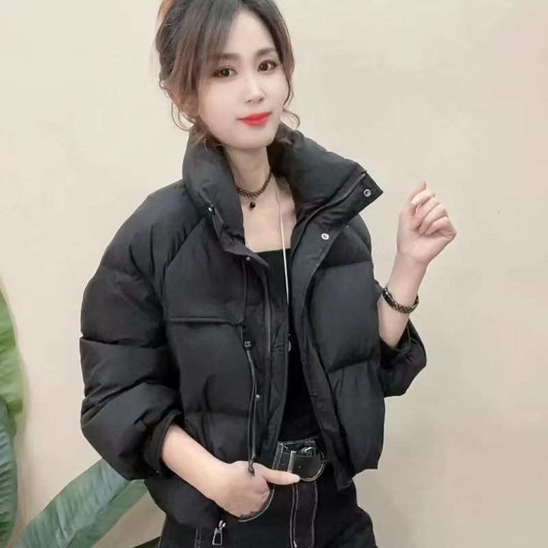 黑色羽绒服女短款小个子2025冬季新款加厚高级感白鸭绒面包服外套