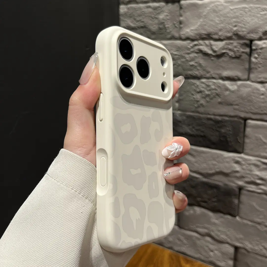 豹纹液态硅胶AI拍照按键全包适用于苹果17promax手机壳男女款情侣