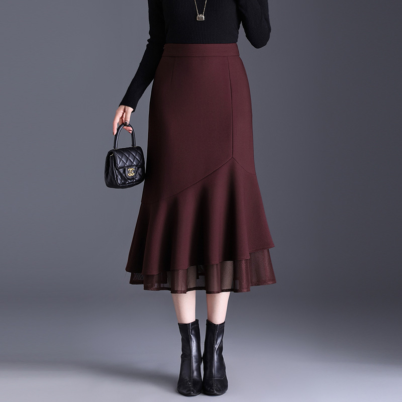 不规则高端气质显瘦时尚百搭包臀裙收腰遮肚秋冬中长款鱼尾半身裙