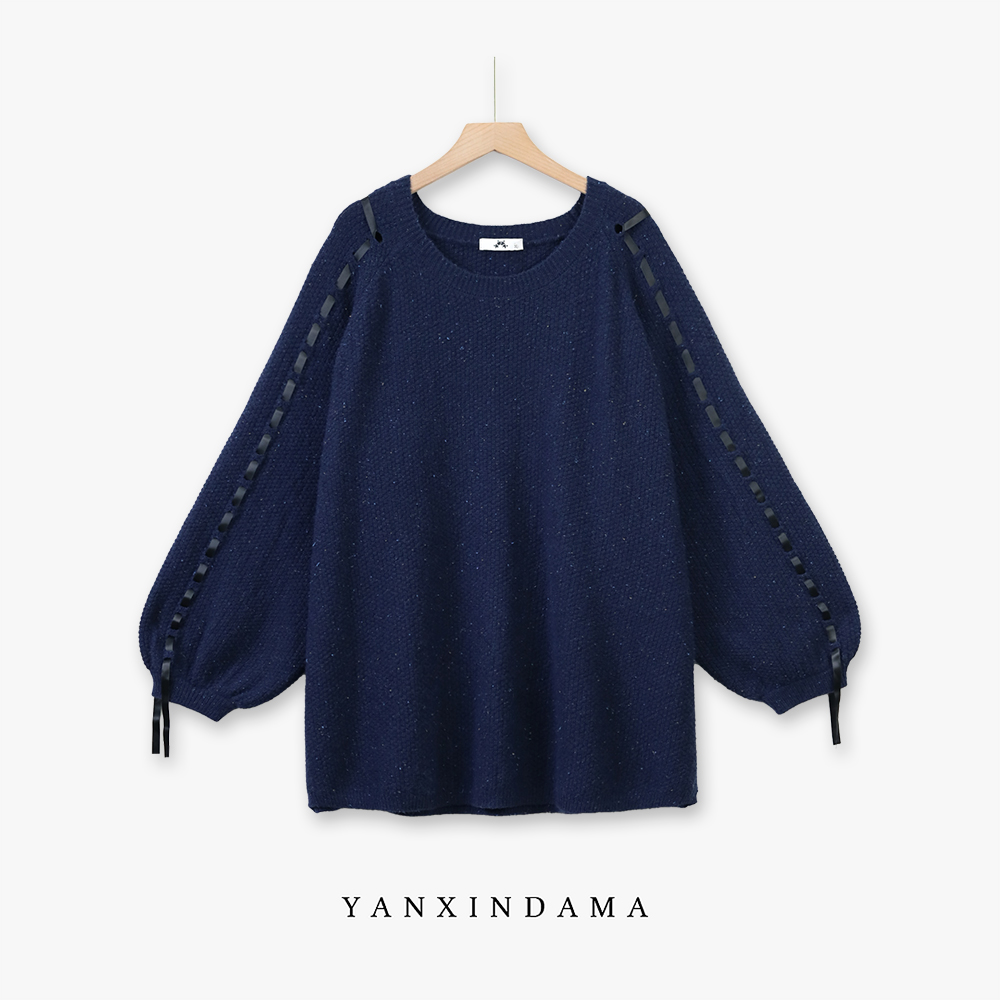 【岩心】大码女装300斤胖MM韩版时尚气质设计感宽松毛针织衫10236