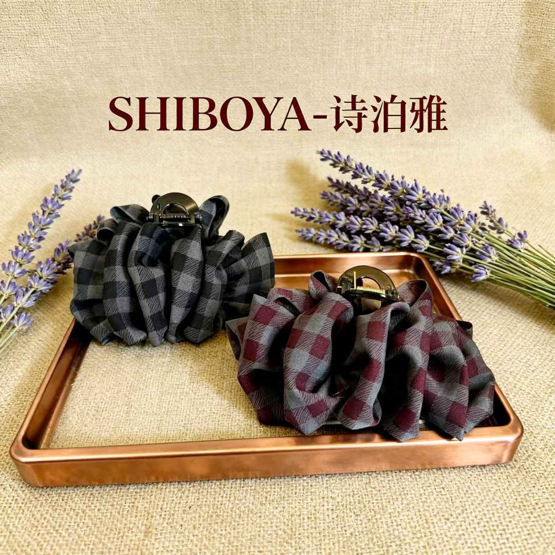 诗泊雅·英伦格纹臻奢发饰艺术抓夹