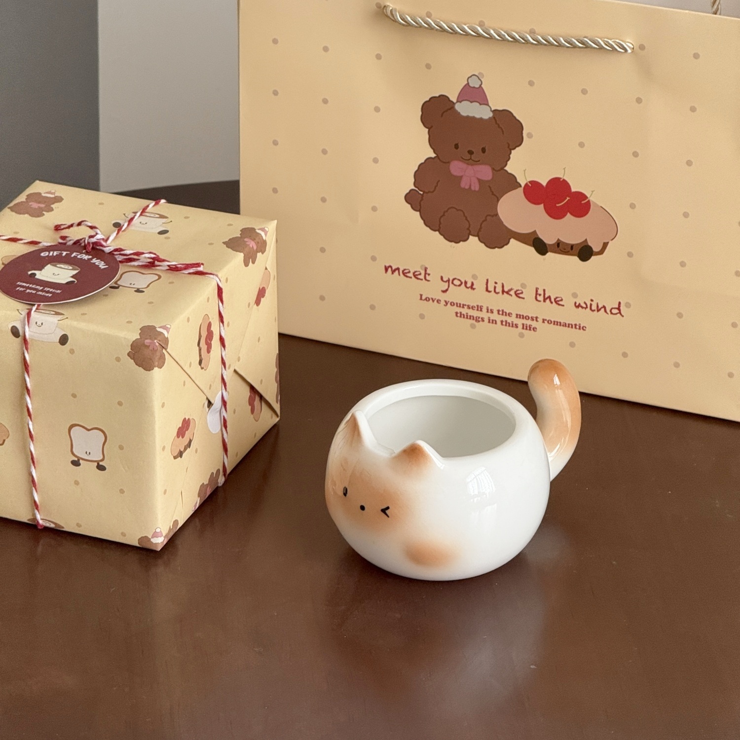 可爱泰国猫杯子女生马克杯高颜值伴手礼咖啡杯送闺蜜生日礼物礼盒