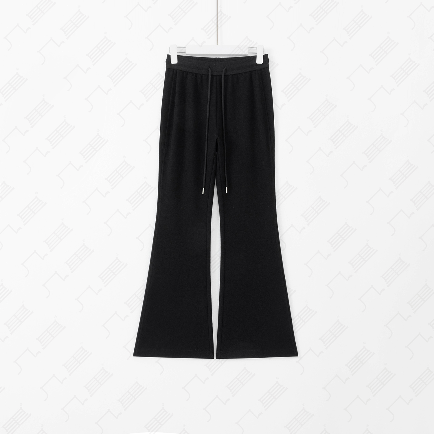 几里与麻 纯色高腰抽绳修身显瘦喇叭裤 裤长104 2100802