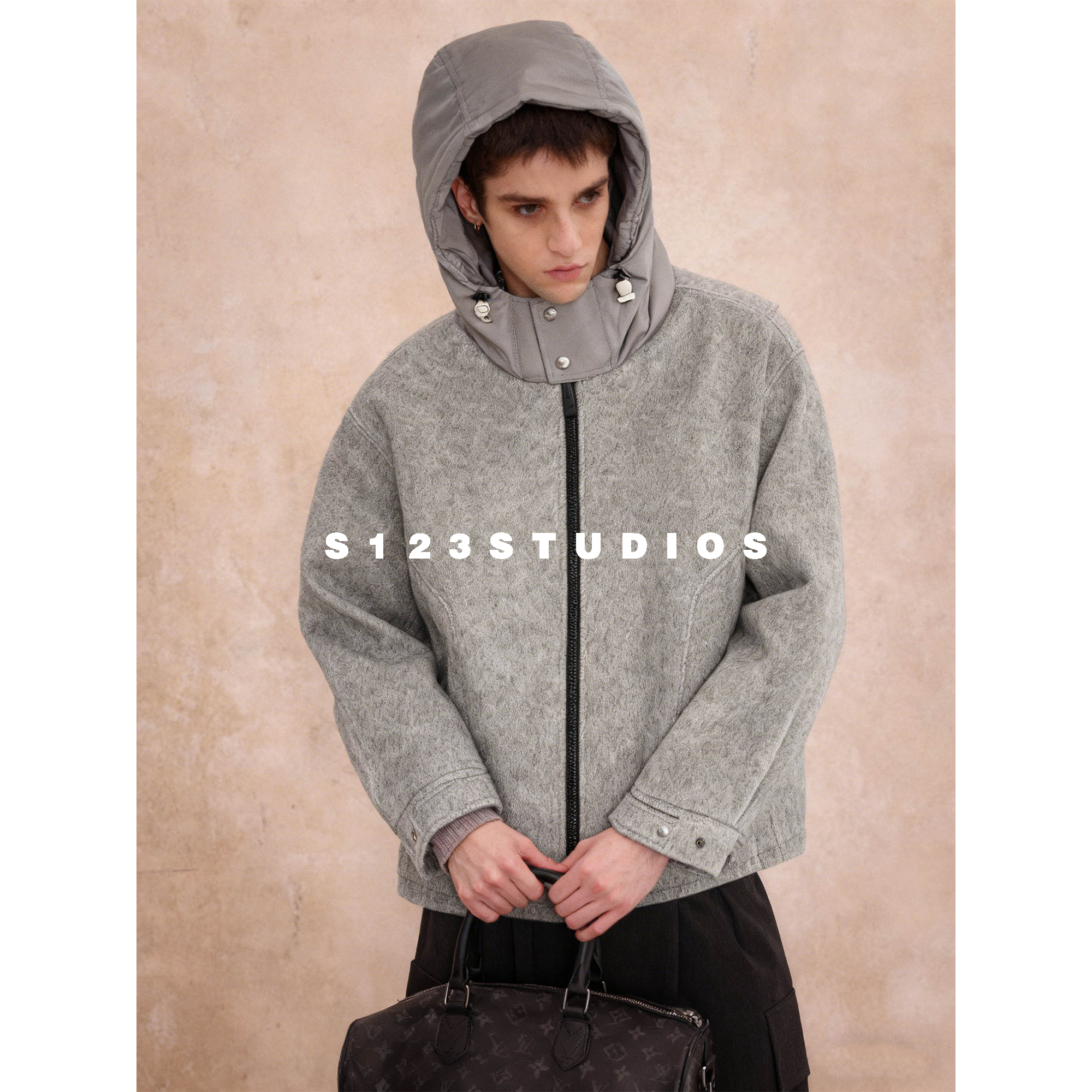 聪明陈90白鹅绒高领防风连帽羽绒服男冬季高级感轻熟加厚保暖外套