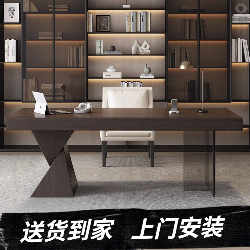 意式极简简轻奢书桌家用现代办公桌写字台桌子书房简约电脑桌
