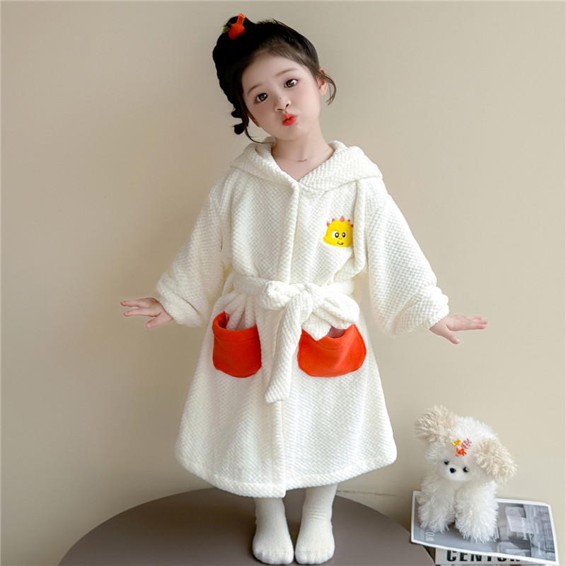 女童睡袍2025新款秋冬季儿童法兰绒保暖家居服珊瑚绒宝宝长袖浴袍