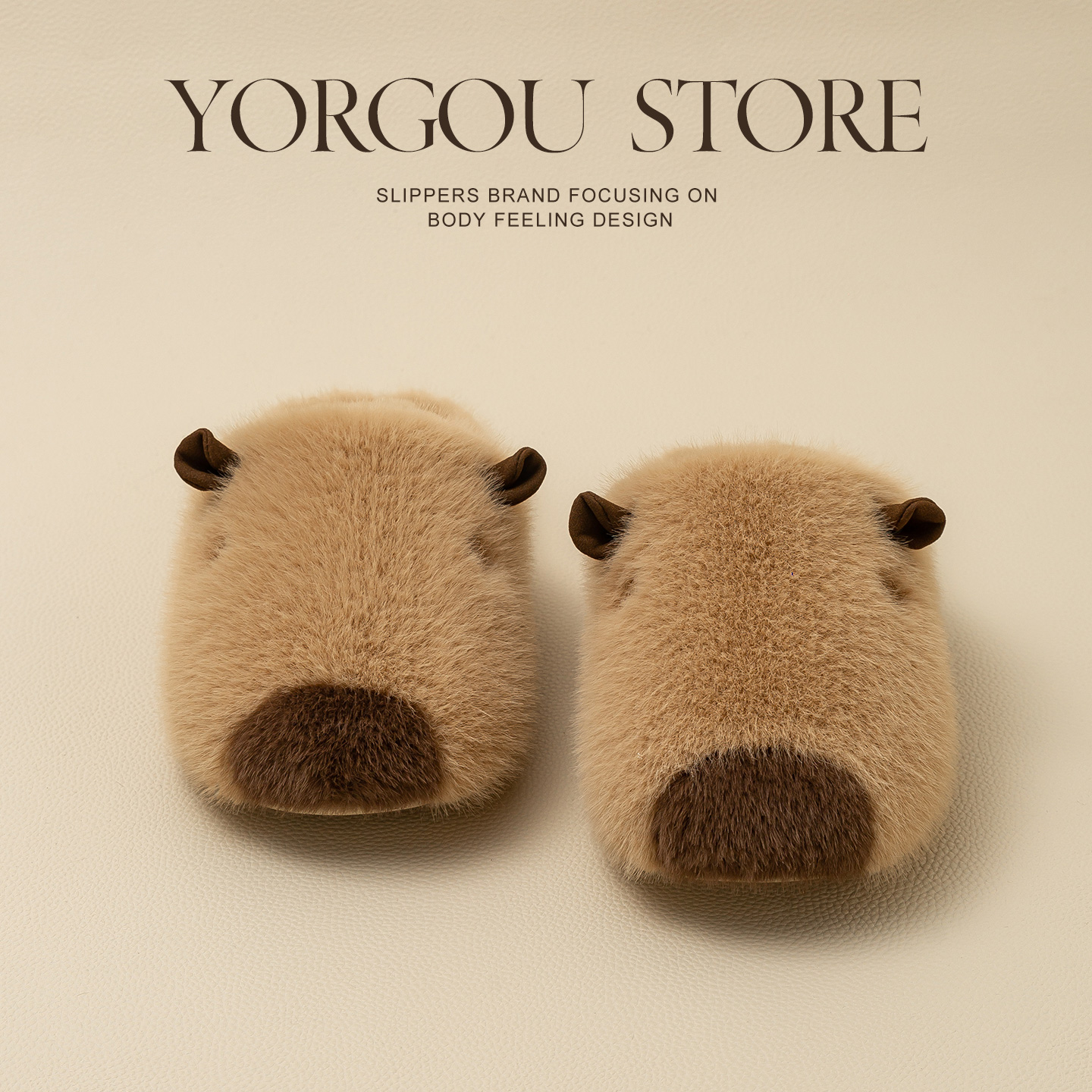 远港可爱卡皮巴拉毛绒拖鞋女秋冬季室内情侣保暖居家毛毛棉拖鞋男