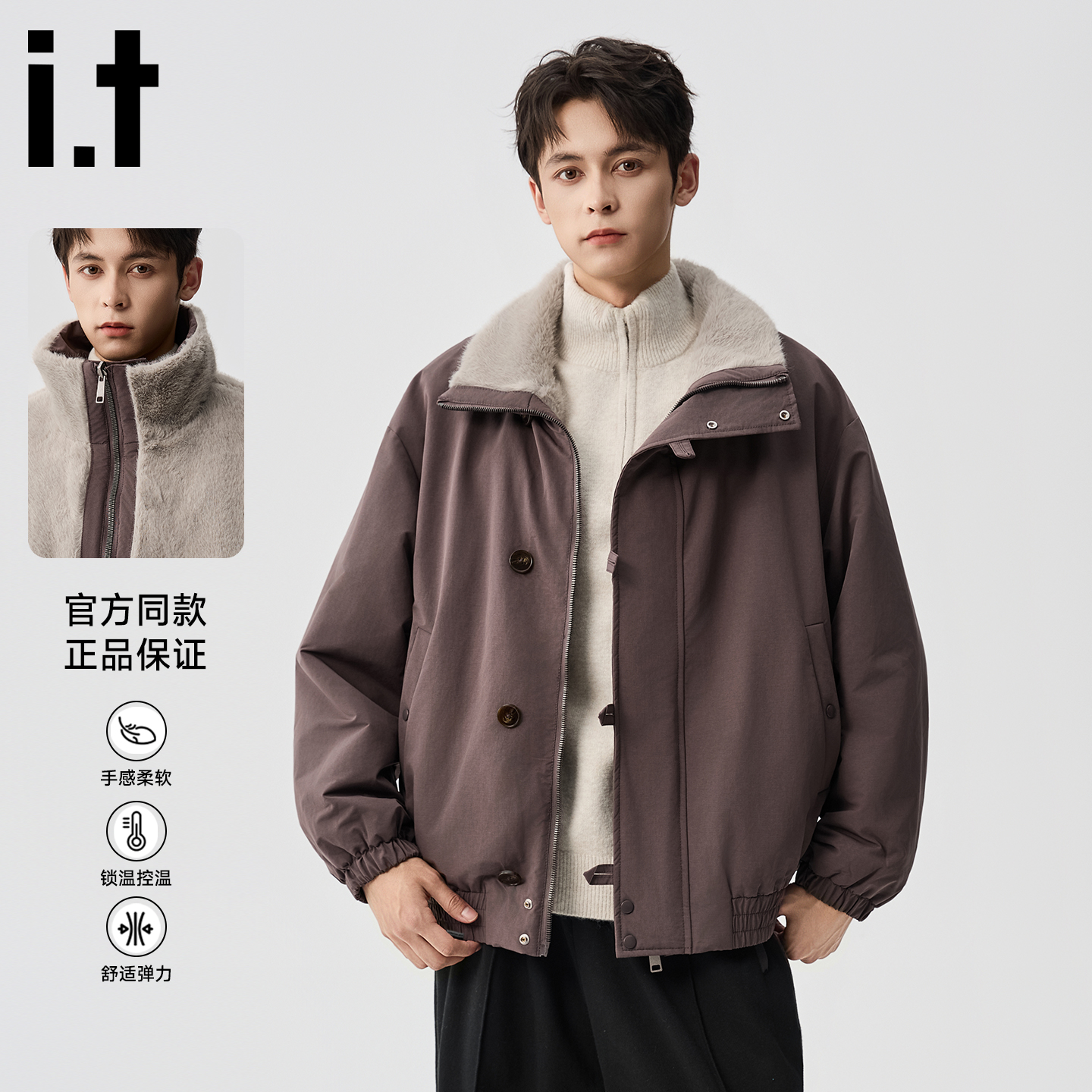 it :CHOCOOLATE【双面穿座山雕】25秋冬季新款加绒加棉休闲男款外套