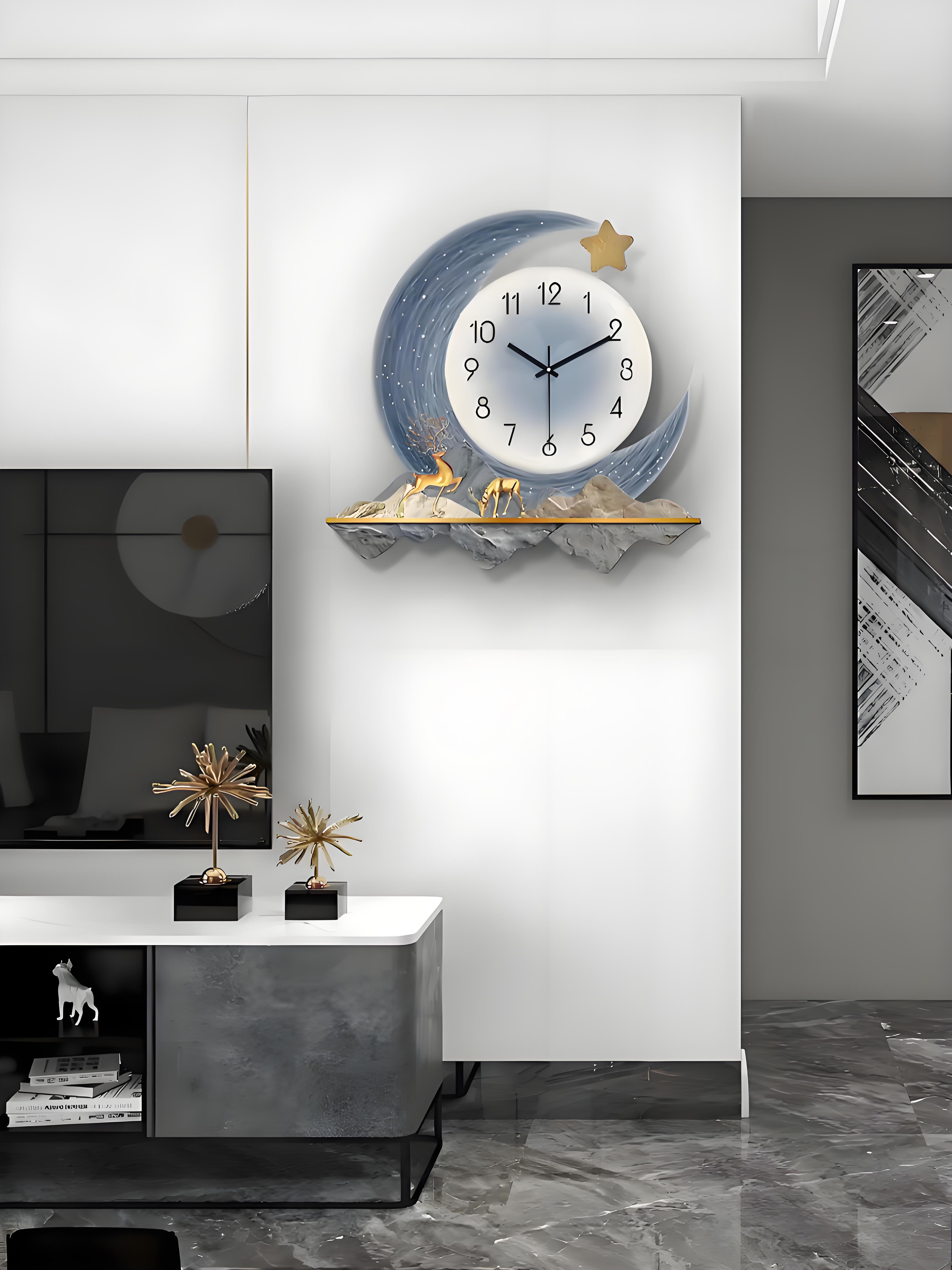 客厅挂钟轻奢高档装饰画创意时尚中式风现代大气家用餐桌钟表挂画